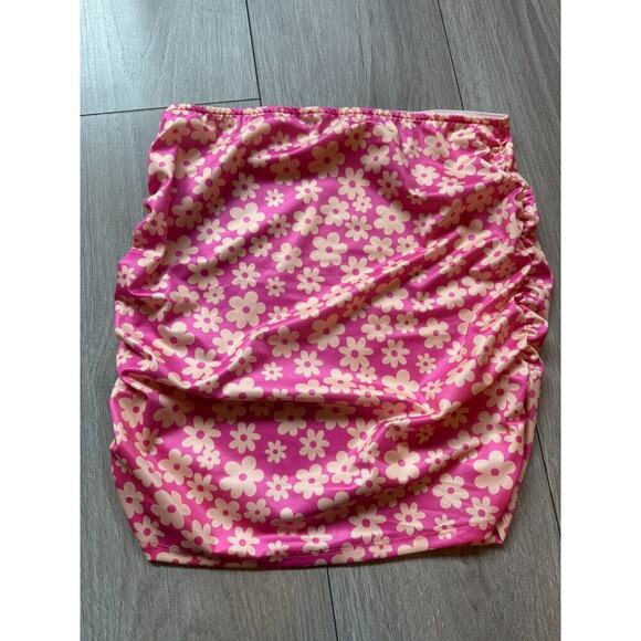 Y2K Unbranded Womens Top Size S Pink and Yellow Floral Tube top Sleeveless Retro - Picture 4 of 5